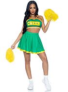 Cheerleader, Kostüm mit Top und Rock, Plissee, Bommel, Streifen